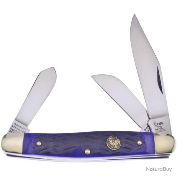 Couteau de Poche Hen & Rooster Stockman Lames 1.4116 Manche Os bleu piqu� Slip Joint HRI313BLPB