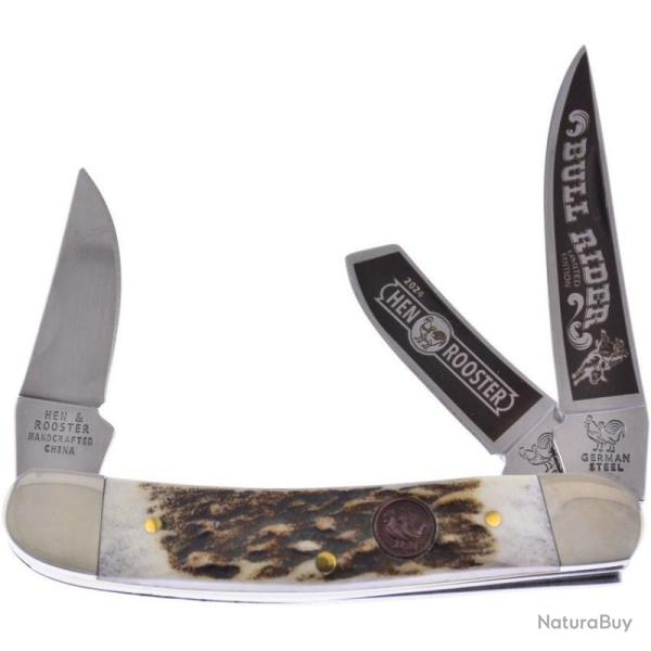 Couteau Hen & Rooster Sowbelly Stockman Lames 1.4116 Bois de Cerf Slip Joint HRI283DSBR