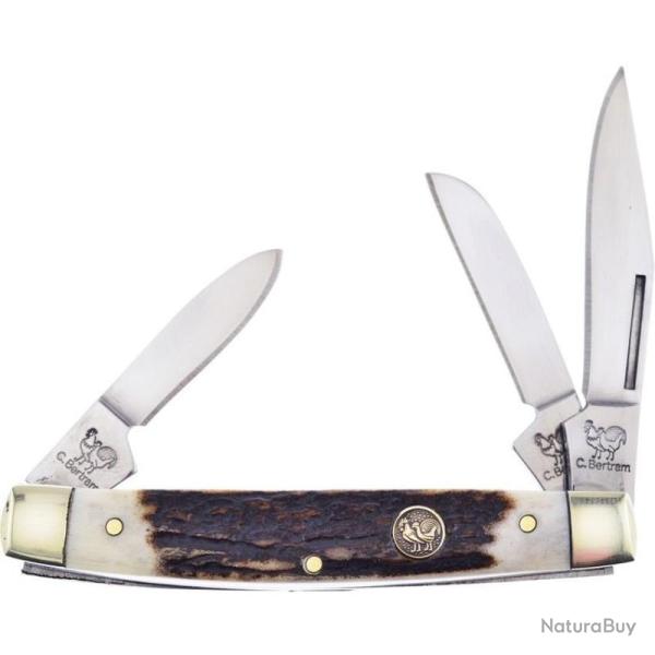 Couteau de Poche Hen & Rooster Stockman Lames 1.4116 Manche Bois de cerf Slip Joint HRI273DS