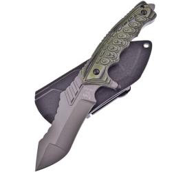 Couteau Hen & Rooster Lame Inox Satin 11,43 cm Manche Bois de Cerf Garde Laiton &Eacute;tui Cuir HRI124DS