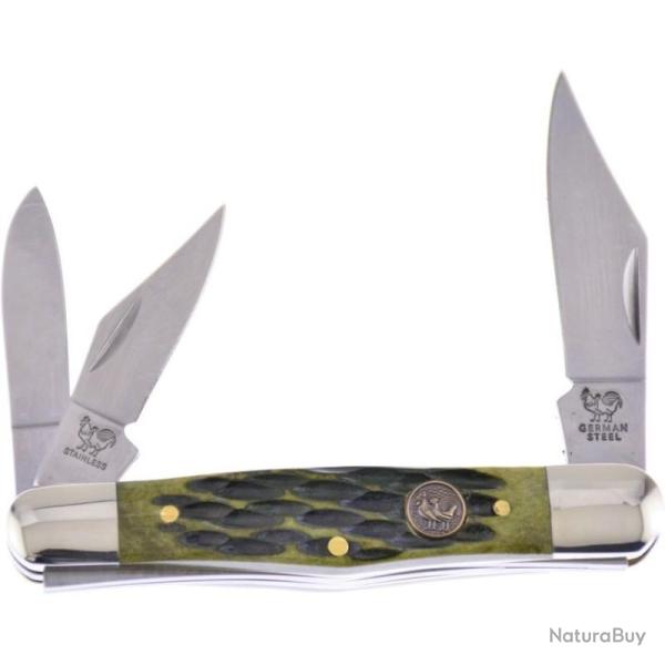 Couteau de Poche Hen & Rooster Whittler Lames 1.4116 Manche Os rainur� vert antique HRI123AGB