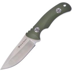 Couteau Fixe Hen & Rooster HRI01GRG10 Lame Inox Satin 8,89 cm Manche G10 Vert &Eacute;tui Plastique Moul&eacute;