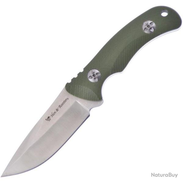 Couteau Fixe Hen & Rooster HRI01GRG10 Lame Inox Satin 8,89 cm Manche G10 Vert �tui Plastique Moul�