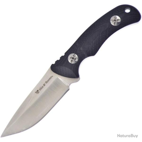 Couteau Fixe Hen & Rooster HRI01BG10 Lame Inox Satin 8,89 cm Manche G10 Noir �tui Plastique Moul�