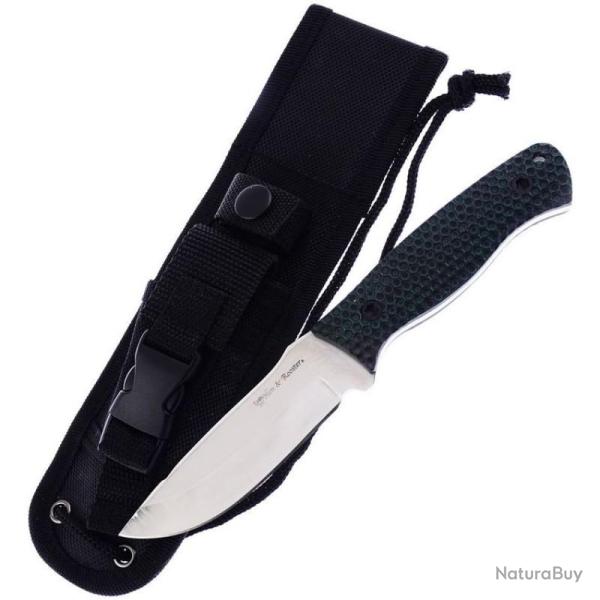 Couteau Fixe Hen & Rooster HRI006G Lame 420 Inox Satin 10,8 cm Manche G10 Vert Sculpt� �tui Nylon