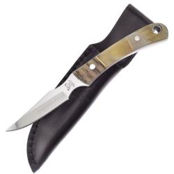 Couteau Fixe Hen & Rooster HR5025ROR Caper Lame Inox Satin 7,62 cm Manche Corne Mixte &Eacute;tui Cuir