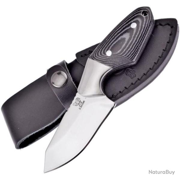 Couteau Fixe Hen & Rooster HR013M Lame Acier Inox Miroir 6,7 cm Pakkawood Noir �tui Cuir HR013M