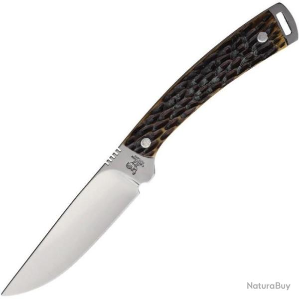 Couteau Fixe Hen & Rooster Small Hunter Lame Acier 440 Manche Os Vert Antique �tui Cuir HR5019AGB