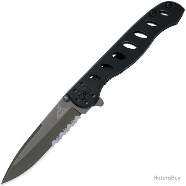 Couteau Gerber EVO Jr Linerlock 7Cr17MoV TiNi Tanto Aluminium Noir Partially Crant� G41493