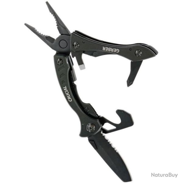 Multi-Outil Gerber Crucial Pince Coupe-Sangle Lame Verrouillante Inox Noir G31001518