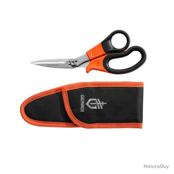 Ciseaux Camp Gerber Vital Shear Lame Inox Crant�e Manche Caoutchouc Orange �tui G2747