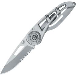 Couteau Gerber Ripstop I Lame 440A Crant&eacute;e Manche Inox Squelette Framelock G1613