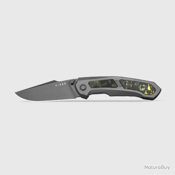 Couteau Kizer Feweed Lame Acier S90V Manche Titane Carbone Framelock KI3694A2