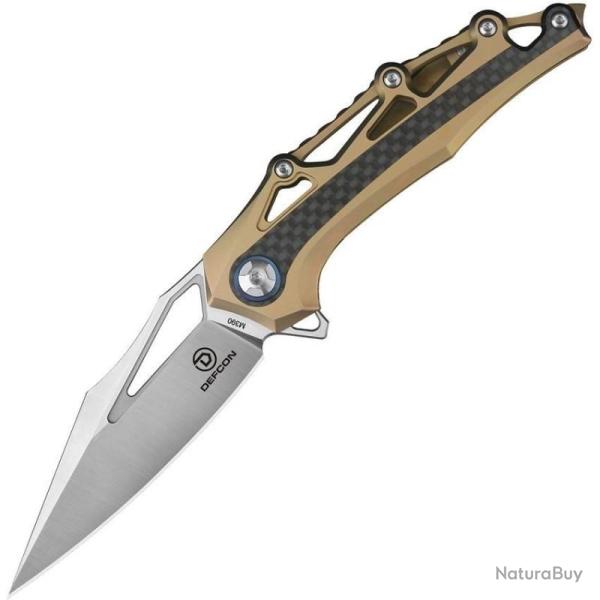 Couteau Defcon Valkyrie Lame Acier M390 Manche Titane Jaune Framelock TF93931