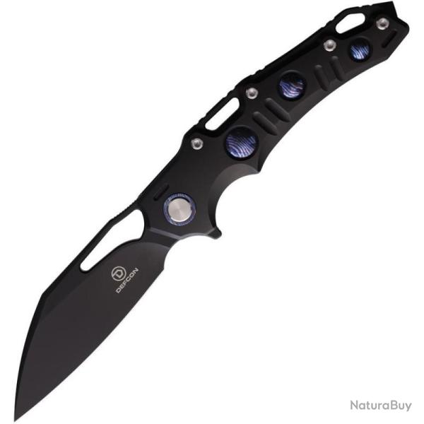 Couteau Defcon Gravity Lame Acier M390 Noire Manche Titane Damas Framelock TF9313