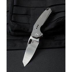 Couteau Bestech Nyxie Lame Acier S35VN Manche Titane Gris Frame Lock BTKT2209A