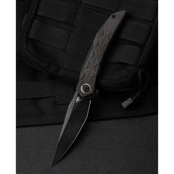 Couteau Bestech Samari Lame Acier M390 Manche Titane Noir Frame Lock BTKT2009B