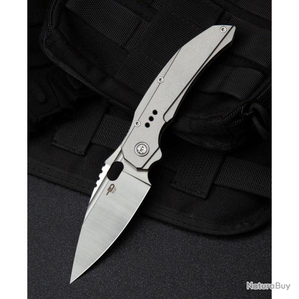 Couteau Bestech Exploit Lame Acier S35VN Manche Titane Gris Frame Lock BTKT2005A