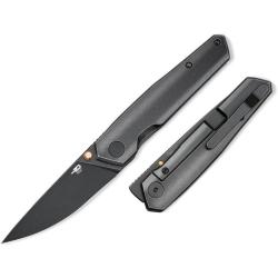 Couteau Bestech VK-Kuze Lame Acier M-Cut Manche Titane Noir Frame Lock BTKT2504C