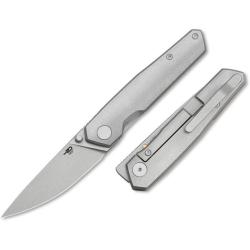 Couteau Bestech VK-Kuze Lame Acier M-Cut Manche Titane Gris Frame Lock BTKT2504B