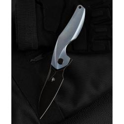 Couteau Bestech Reticulan Medium Lame Acier S35VN Manche Titane Bleu Frame Lock BTKT2003B