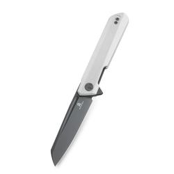 Couteau Bestechman Dundee Sheepfoot Lame Acier D2 Manche G10 Blanc Liner Lock BTKMK09D