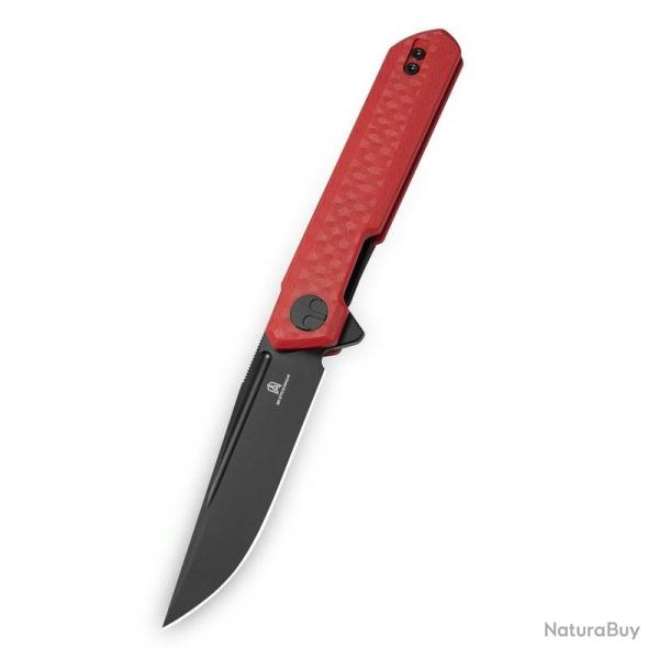Couteau Bestechman Mini Dundee Lame Acier D2 Manche G10 Rouge Liner Lock BTKMK03N