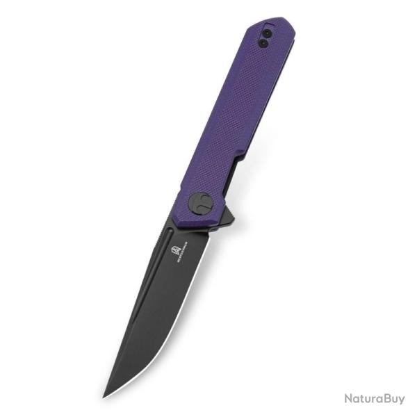 Couteau Bestechman Mini Dundee Lame Acier D2 Manche G10 Violet Liner Lock BTKMK03J