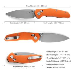 Couteau Bestechman Ronan Lame Acier 14C28N Manche G10 Orange B-Lock BTKMK02F