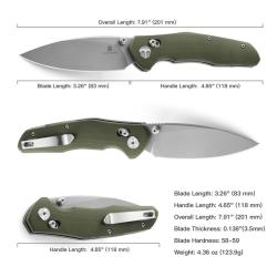 Couteau Bestechman Ronan Lame Acier 14C28N Manche G10 Vert Olive B-Lock BTKMK02E