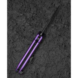 Couteau Bestech Ququ Lame Acier 14C28N Manche Aluminium Violet Button Lock BTKG57B5