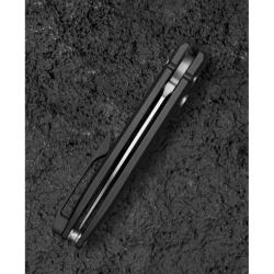 Couteau Bestech Ququ Lame Acier 14C28N Manche Aluminium Noir Button Lock BTKG57B1