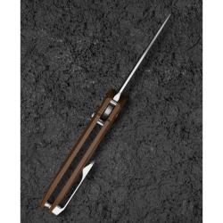 Couteau Bestech Ququ Lame Acier 14C28N Manche G10 Brun Button Lock BTKG57A3