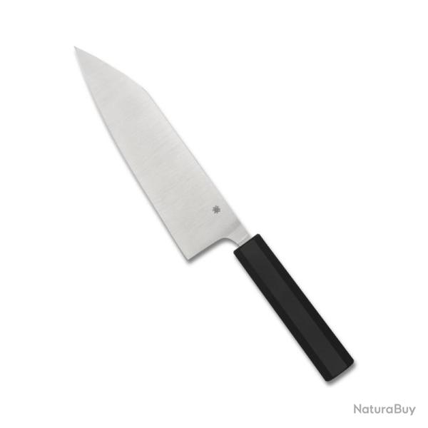Couteau Cuisine Spyderco Minarai Bunka Bo Lame SRS15 PlainEdge Manche G10 Noir SCK18PBK