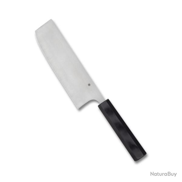 Couteau Cuisine Spyderco Wakiita Nakiri Lame SRS15 PlainEdge Manche G10 Naturel Made In SCK17GP