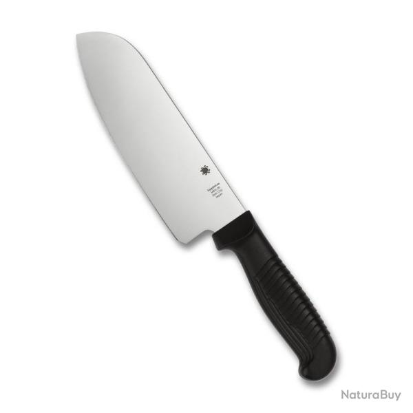 Couteau Cuisine Spyderco Santoku Lame MBS-26 PlainEdge Manche Polypropyl�ne Noir Made In SCK08PBK