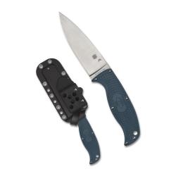 Couteau Fixe Spyderco Enuff 2 Lame Acier K390 Manche FRN Bleu Etui Japan SCFB31PBL2K390
