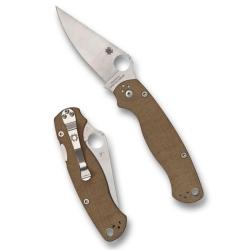 Couteau Spyderco Paramilitary 2 Lame CPM CruWear Manche Micarta Marron Compression Lock SC81MPCW2