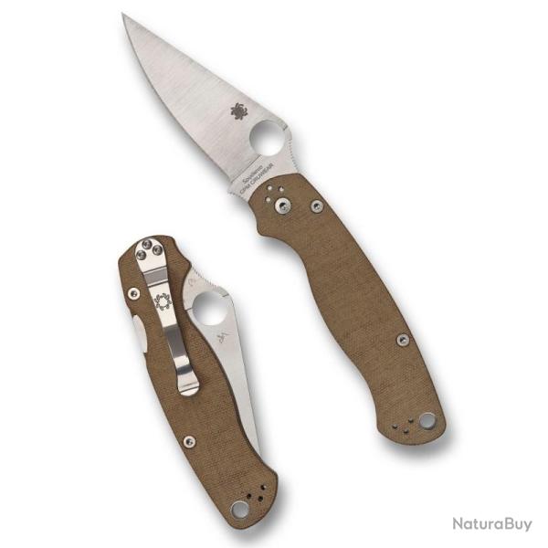 Couteau Spyderco Paramilitary 2 Lame CPM CruWear Manche Micarta Marron Compression Lock SC81MPCW2