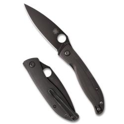 Couteau Pliant Spyderco Mantra 4 Lame 8Cr13MoV Black Oxide Manche G10 Noir Liner Lock SC274GBBKP
