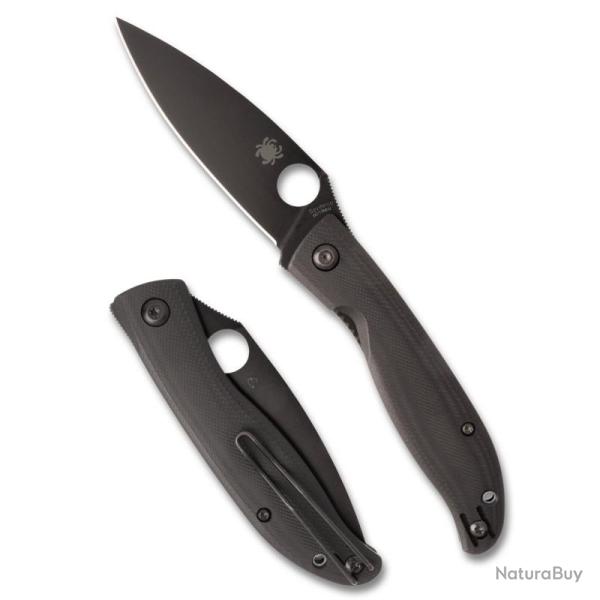 Couteau Pliant Spyderco Mantra 4 Lame 8Cr13MoV Black Oxide Manche G10 Noir Liner Lock SC274GBBKP