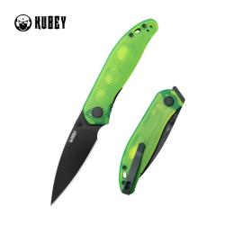 Couteau Kubey SNUG Lame Acier 14C28N Manche Polycarbonate Vert Phosphorescent Liner Lock KUB408F