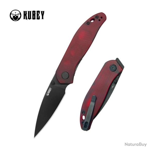 Couteau Pliant Kubey SNUG Lame Acier 14C28N Manche Polycarbonate Rouge Liner Lock KUB408E