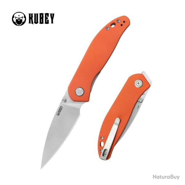 Couteau Pliant Kubey SNUG Lame Acier 14C28N Manche G10 Orange Liner Lock KUB408B