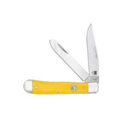 Couteau Traditionnel Cobratec Trapper Lames Acier VG-10 Clip Spey Manche Delrin Jaune CBTTRPDYL