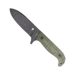 Couteau Fixe Cobratec PSK Lame Acier 14C28N Stonewash Fonce Manche Micarta Vert Etui Kydex CBTPSKODS