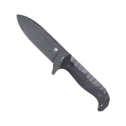Couteau Fixe Cobratec PSK Lame Acier 14C28N Stonewash Fonce Manche G10 Noir Etui Kydex CBTPSKBKDSW