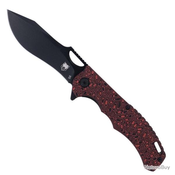 Couteau Pliant Cobratec Nighthawk Lame Acier D2 Manche G10 Noir Rouge CBTNHK