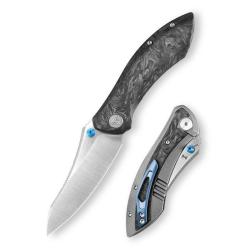 Couteau Pliant Trivisa Rhino Lame Acier M390 Satin Manche Titane Carbon Fiber Framelock TVJM08WM