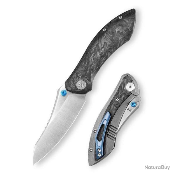 Couteau Pliant Trivisa Rhino Lame Acier M390 Satin Manche Titane Carbon Fiber Framelock TVJM08WM